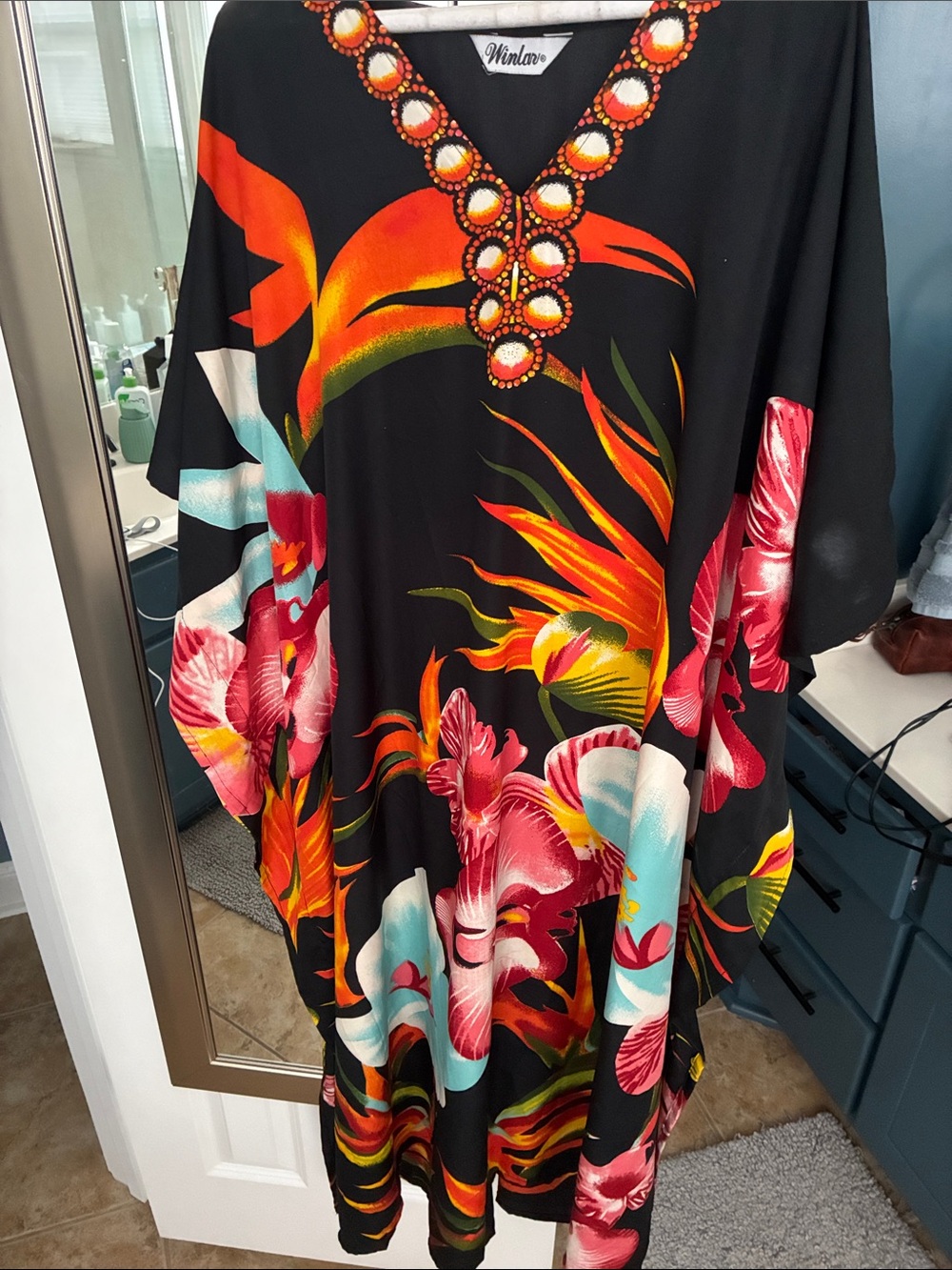 Vintage Tropical Floral Kaftan/Mumu/70’s Halloween costume